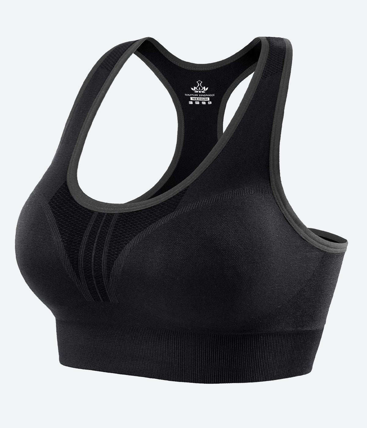 HOFISH Pumping Sports Bra for Women Padded Medium Support Racerback Bras  Seamless High Impact Yoga Exercise Athletic Bras XL Pumping Bra: Black/Cameo
