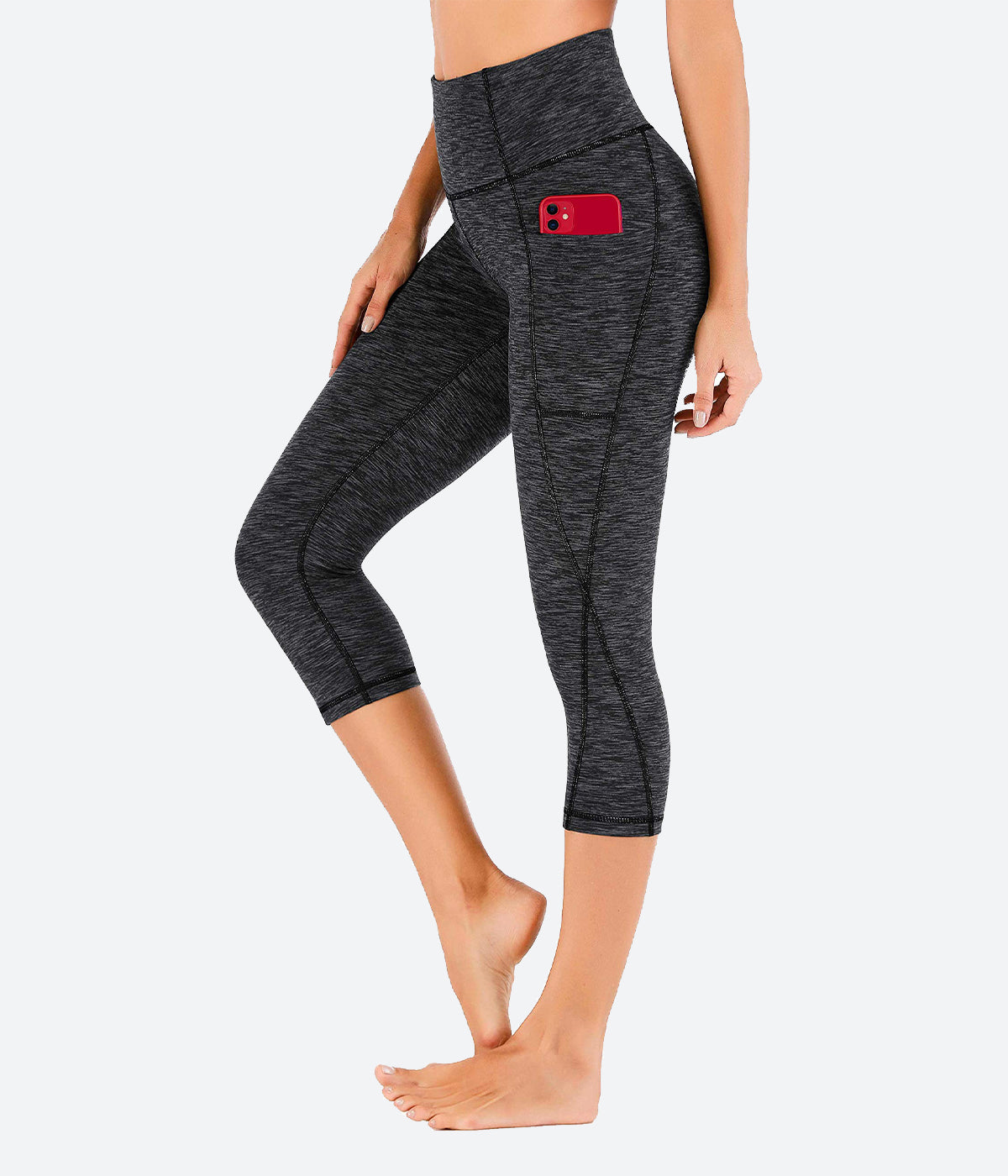 BeautyIn Leggings with Pockets for Women Yoga Pants High Waisted Workout  Capri 
