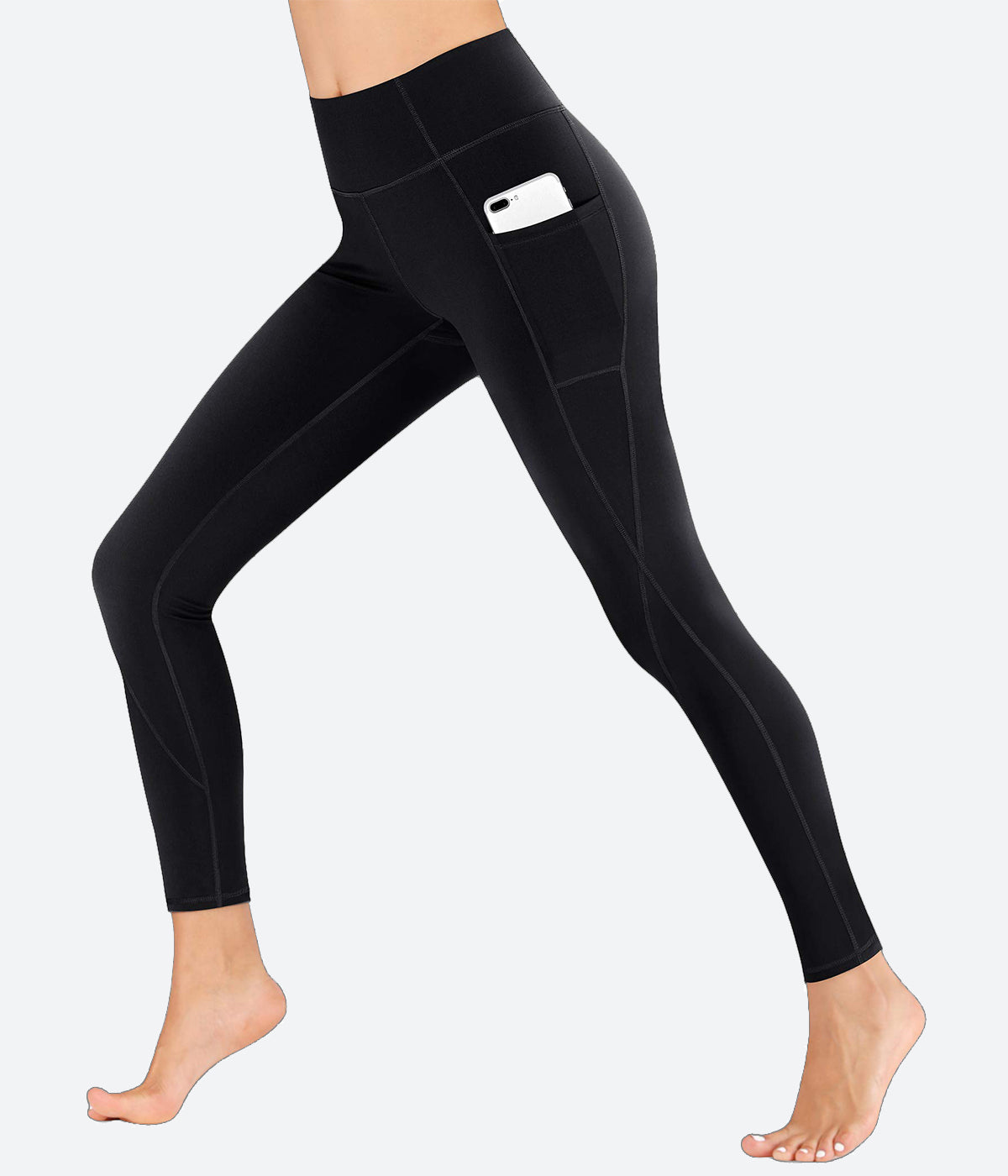 Women High Waist Pockets Yoga Pants - HY21 - Black / XS