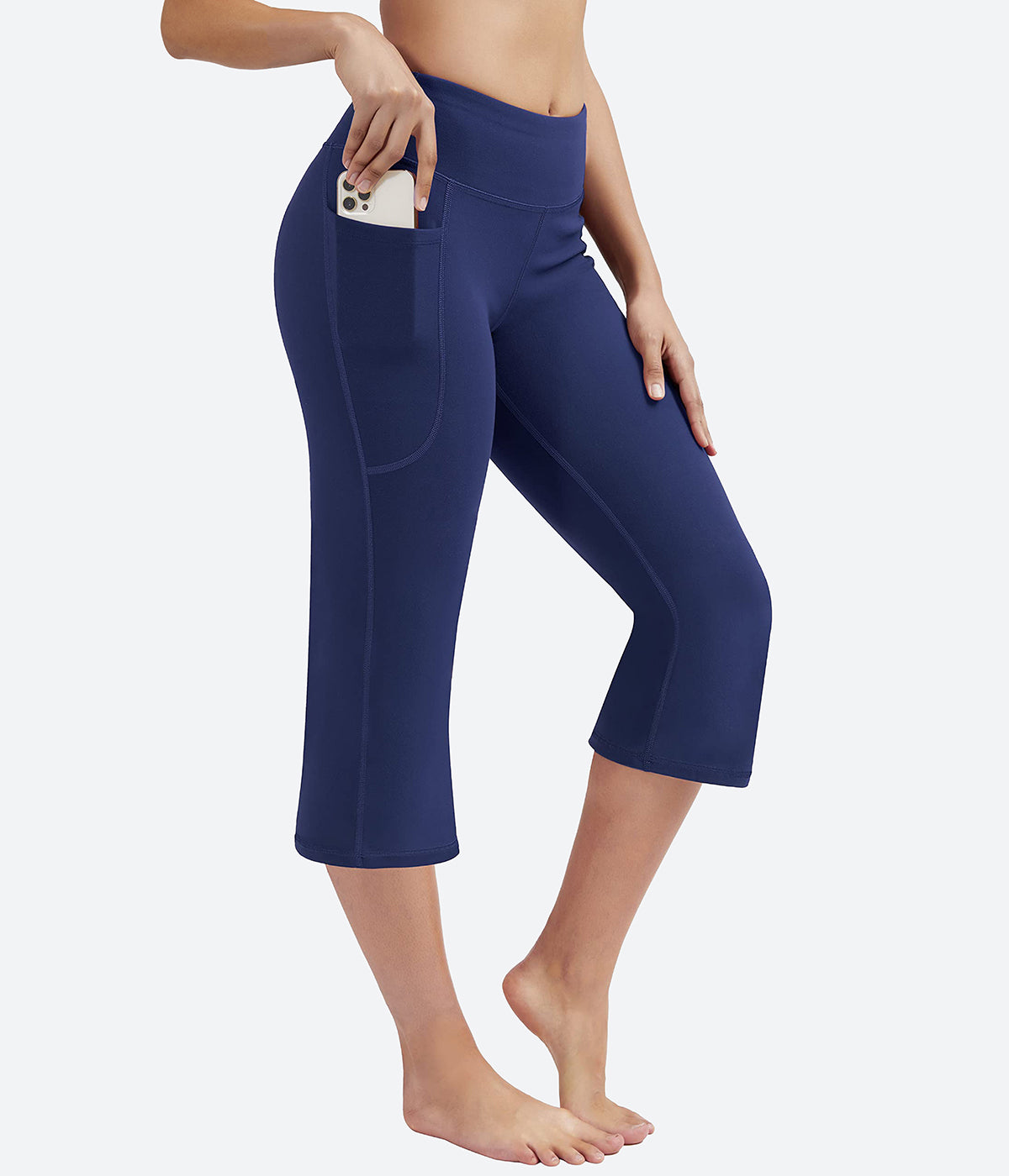 Women's 4/5 Length Zipper Pocket Capri Yoga Pant (Tropic Yellow